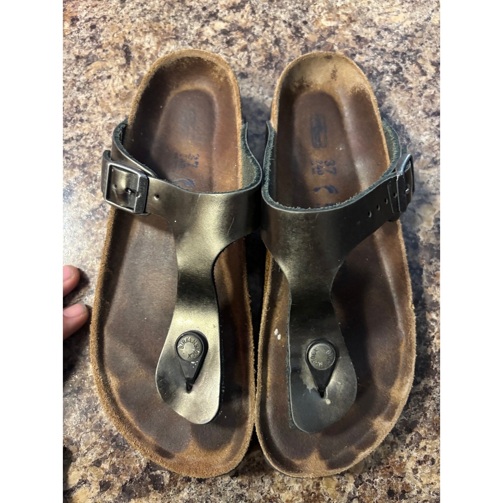 Birkenstock Gizeh Metallic Bronze Thong Sandals Womens‎ 37 L6 M4 Comfort Shoes